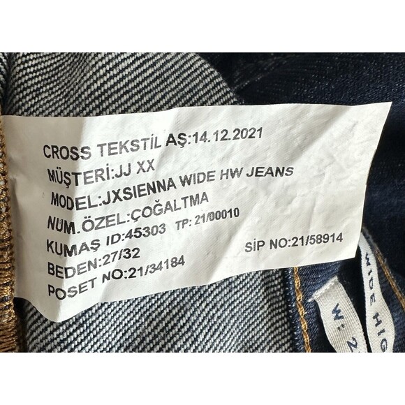 JJXX Wide Leg High Waist Jeans Size 27 Inseam 32 Patch Pockets Dark Wash New - Picture 10 of 10